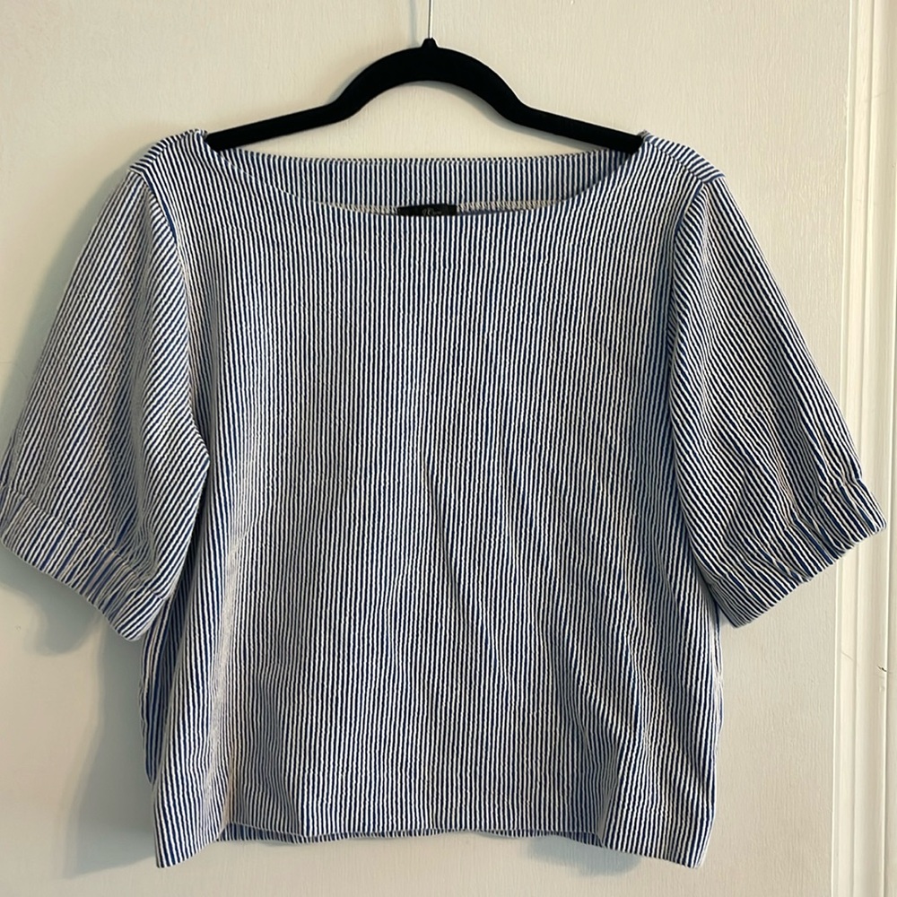 J Crew Blue and White striped blouse